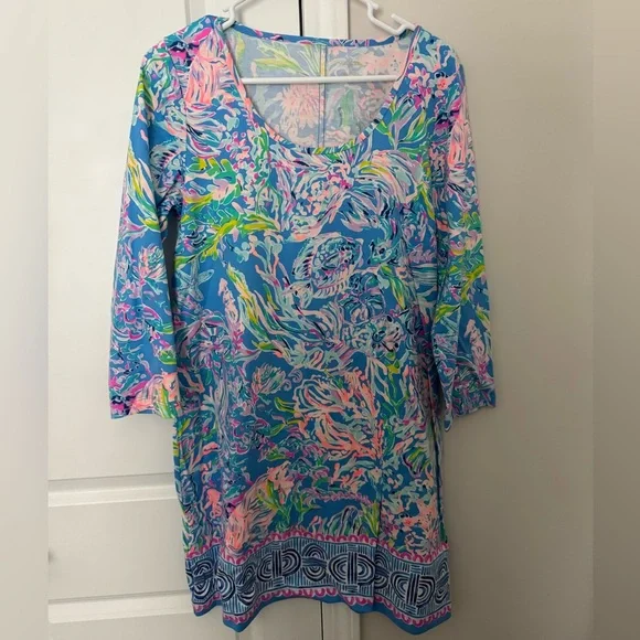 Lilly Pulitzer BEACON DRESS All Together Now Knit Blue Pink Lilac - Picture 1 of 4